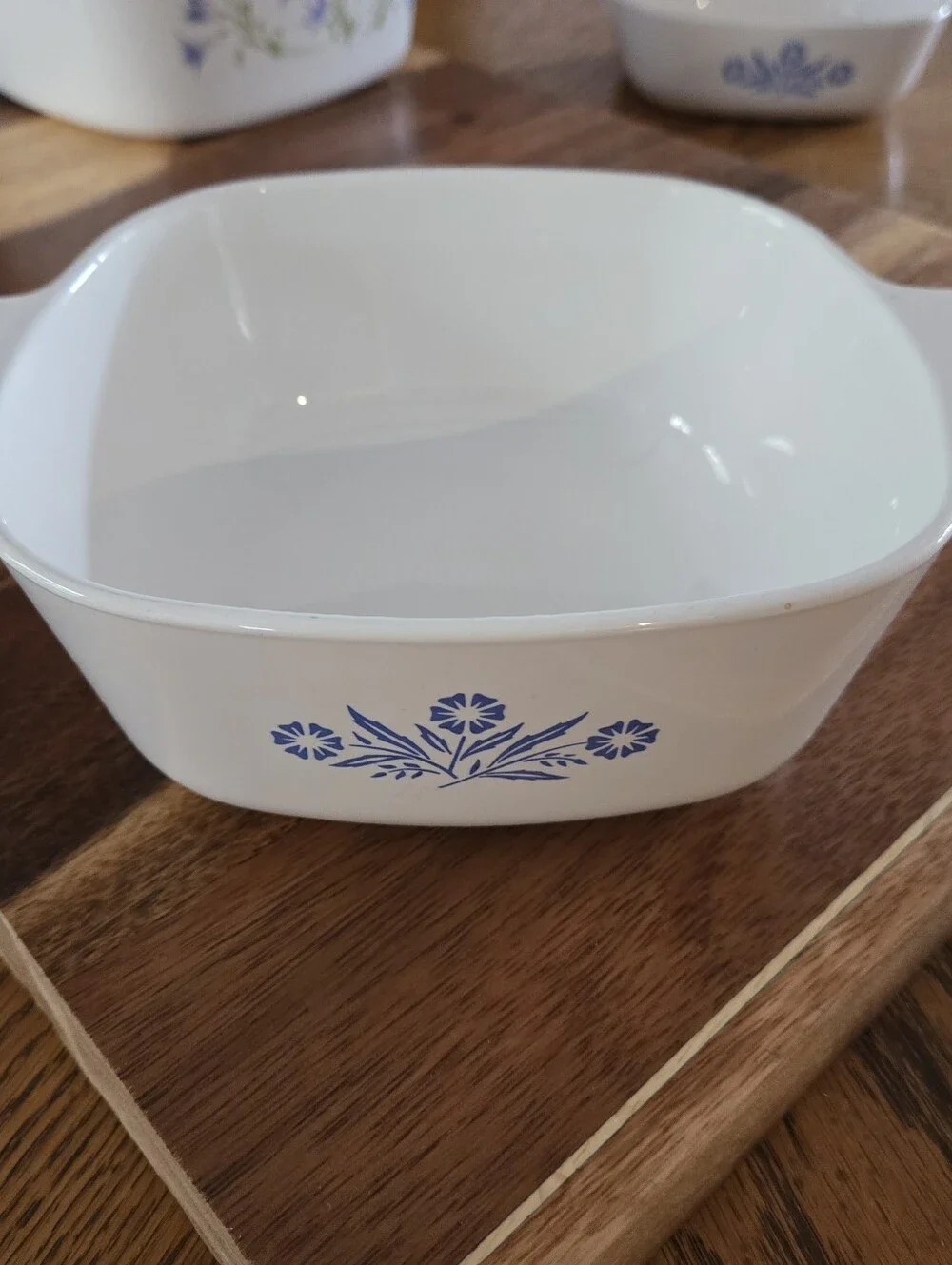 Corning Ware 1½ quart square casserole in the Blue Cornflower